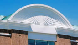 custom aluminum barrel room dormer with sunburst face 